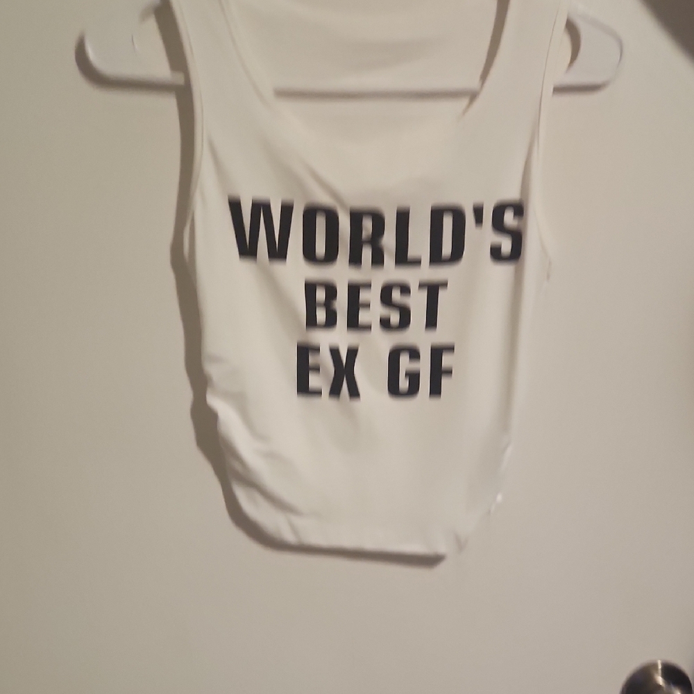 SHEIN White Graphic Crop Tank Top